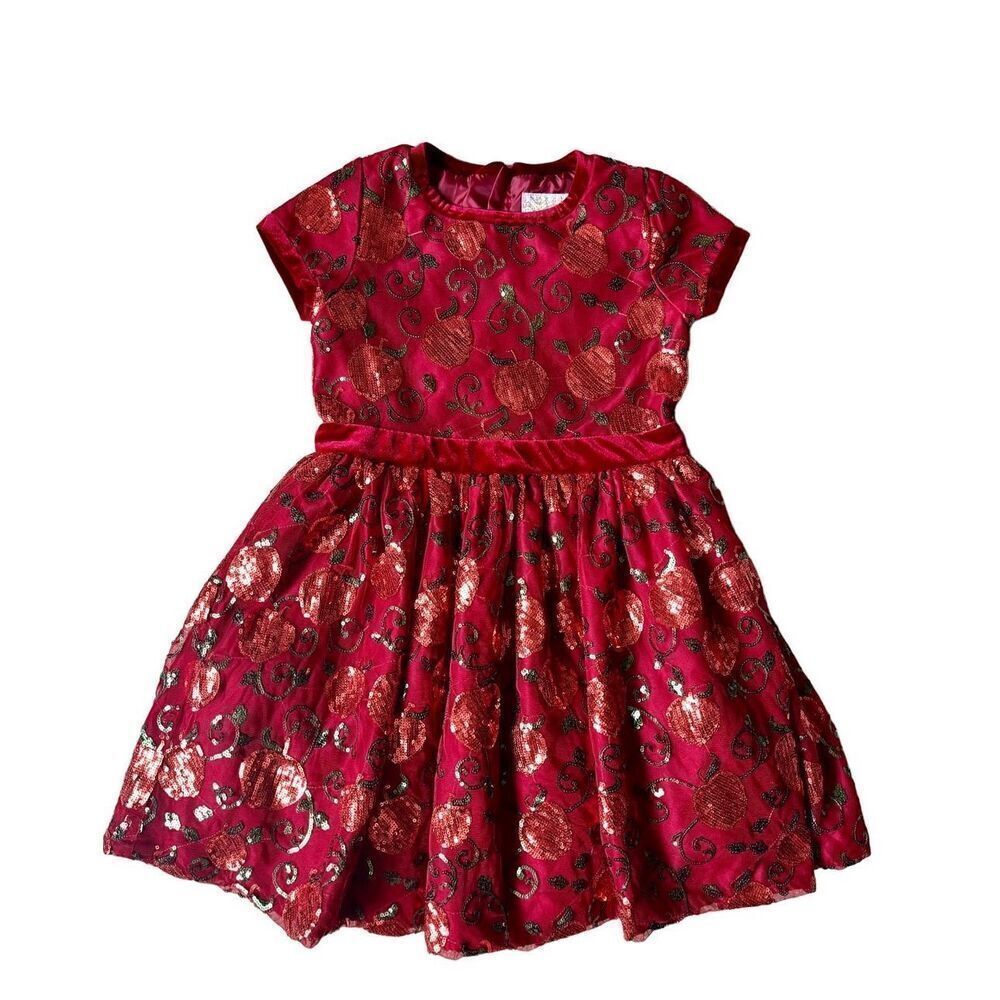 DISNEY Princess Snow White Girl Size 7/8 Dress Red Sequin Apple Tulle Party Holi